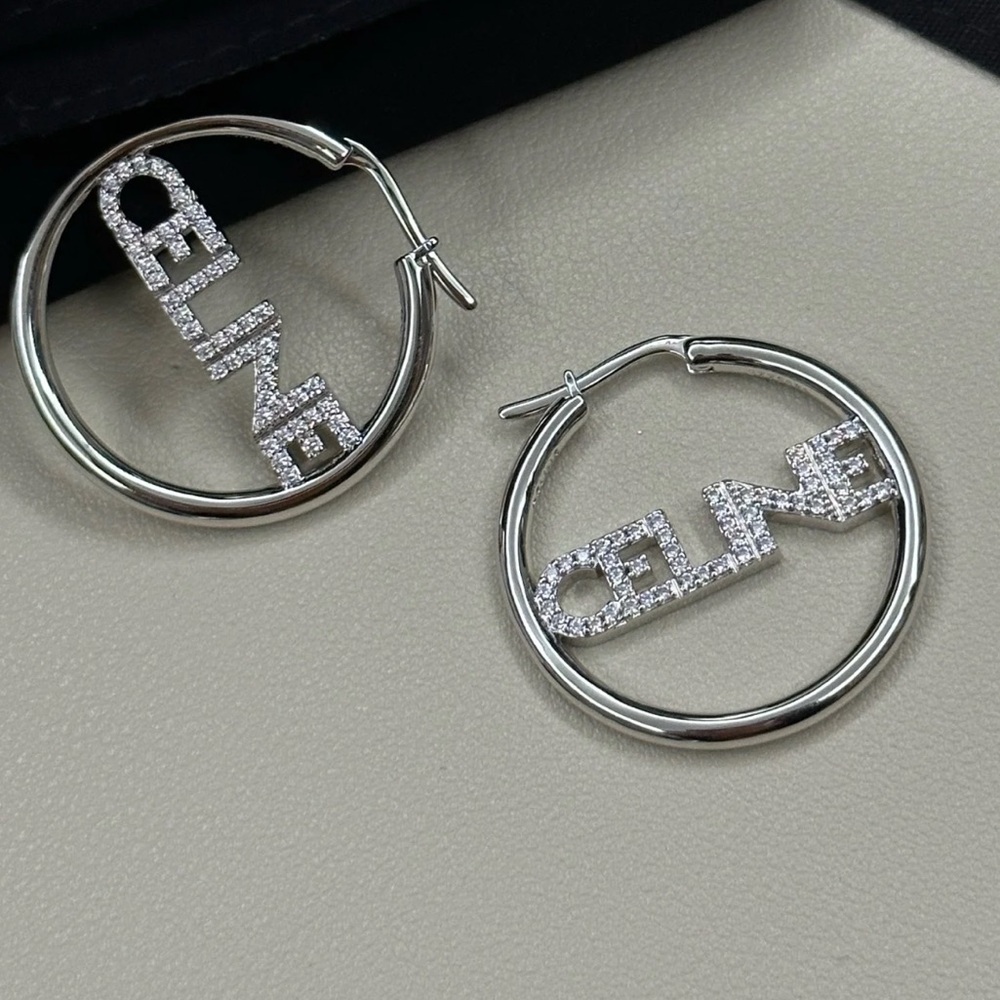 Beautiful Celine Silver Hoop Earrings(Great Shape)